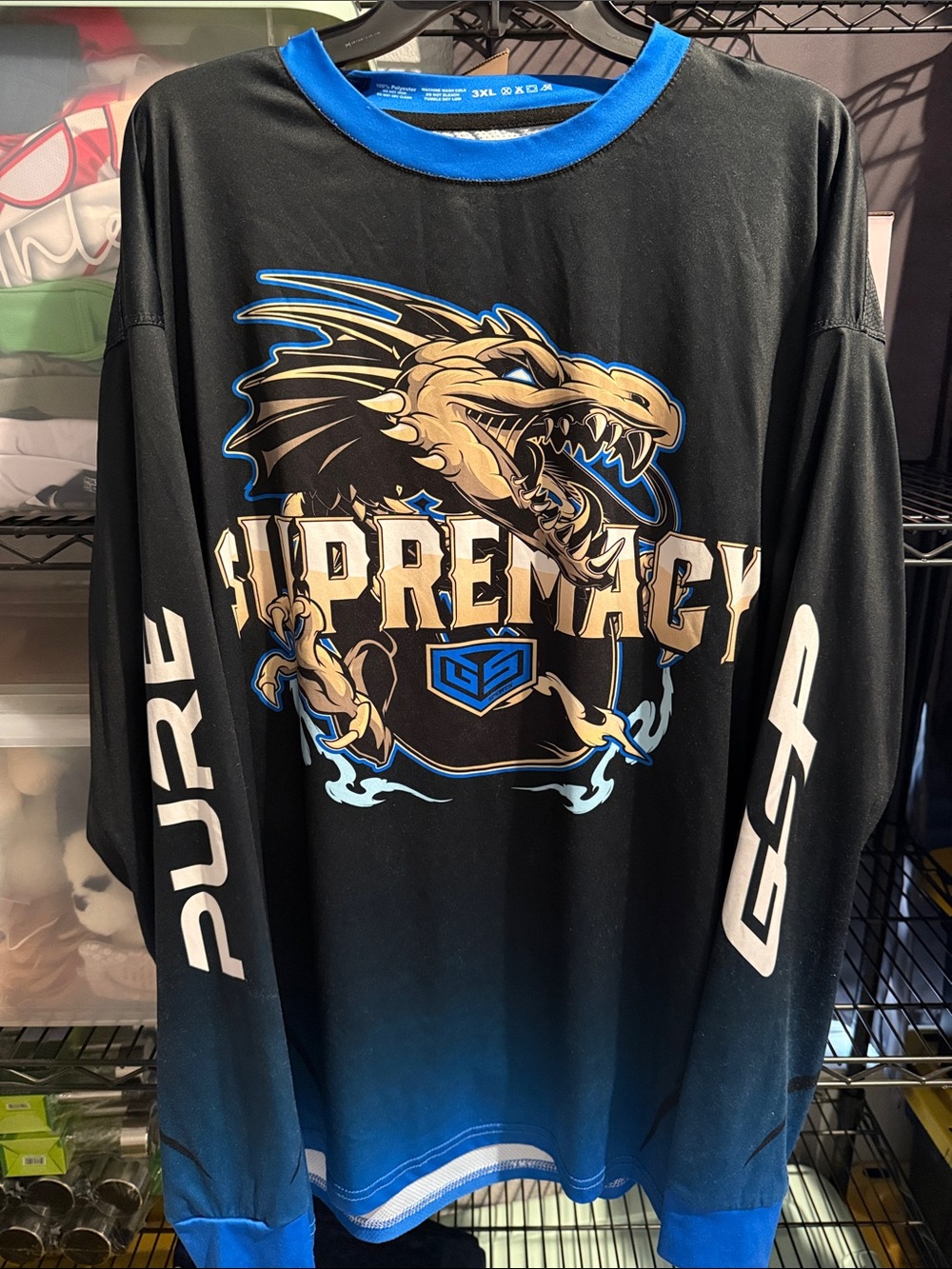 Supremacy Dragon Graphic Long-Sleeve Shirt - Black/Blue GP Sports